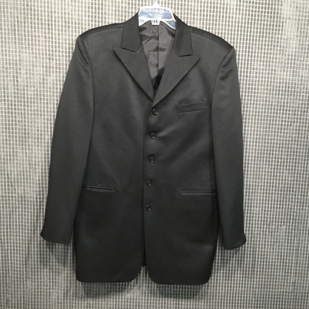Gino Cappeli Mens Blazer 5-Button Formal Suit Jacket 46 Black